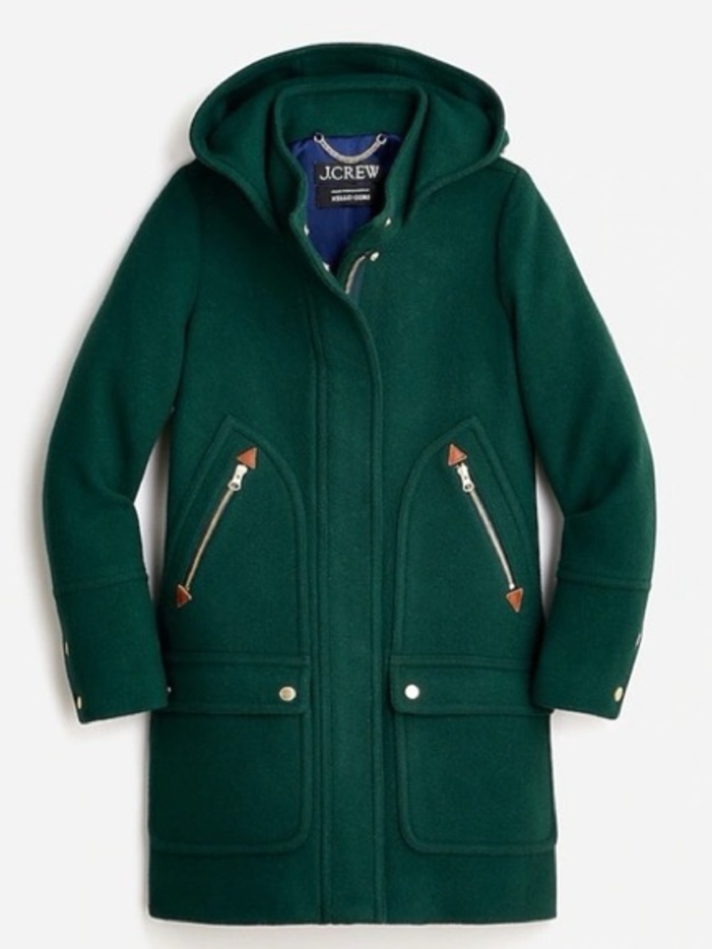 J. Crew Girls' Hooded Wool Coat in Deep Green
